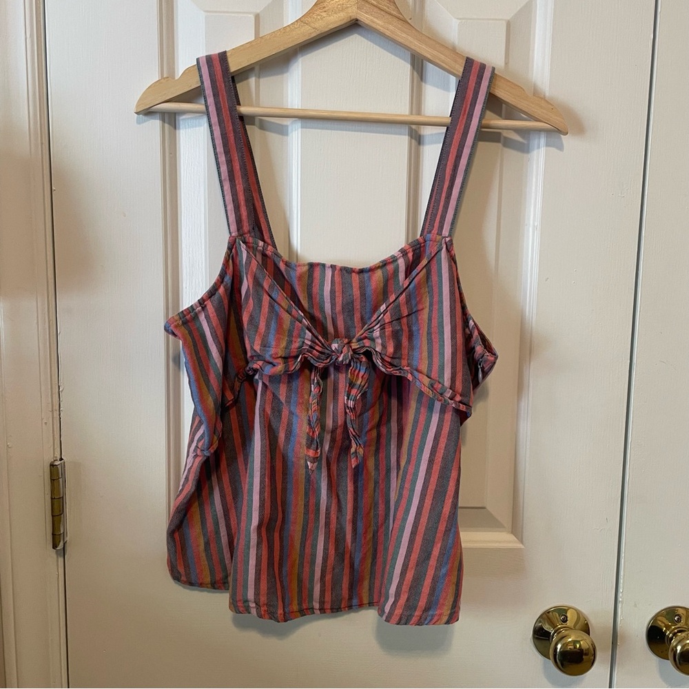 Madewell Striped Tie Front Tank Top